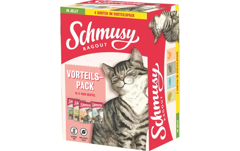 Schmusy Nassfutter Ragout Multipack Jelly, 12 x 100 g