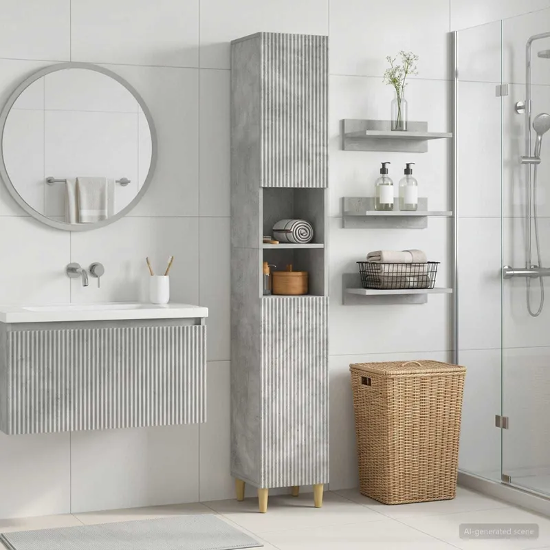 Badezimmerschrank con offenem scaffale ARNHEM grigio cemento