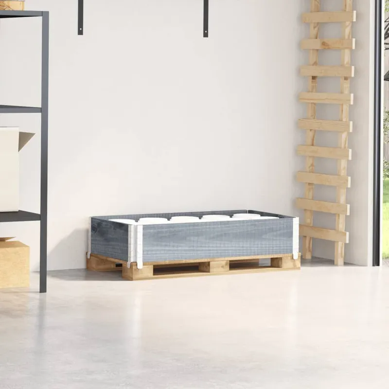 Paletten-Aufsatzrahmen grigio 100x50 cm legno massiccio pino