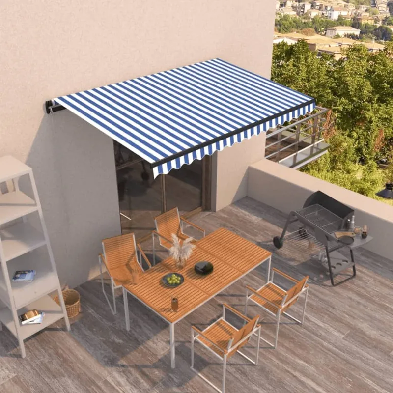 tenda da sole Manuell Einziehbar 450x350 cm blu e bianco