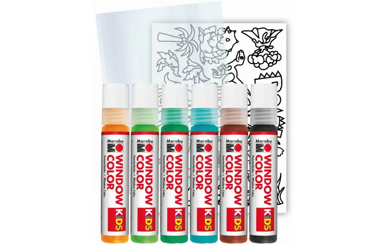 Marabu Fensterfarbe Window Color Dinosaurier 6 x 25 ml