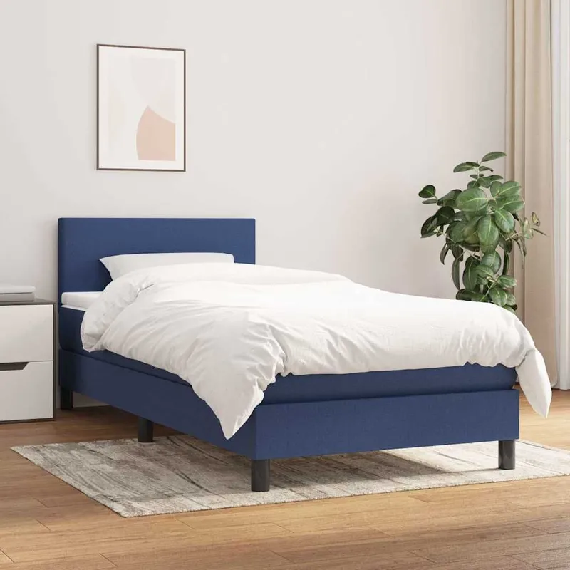 letto boxspring mit Matratze blu 80x200 cm tessuto