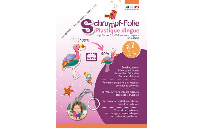 Glorex Schrumpffolie Transparent, A5, 7 Bogen