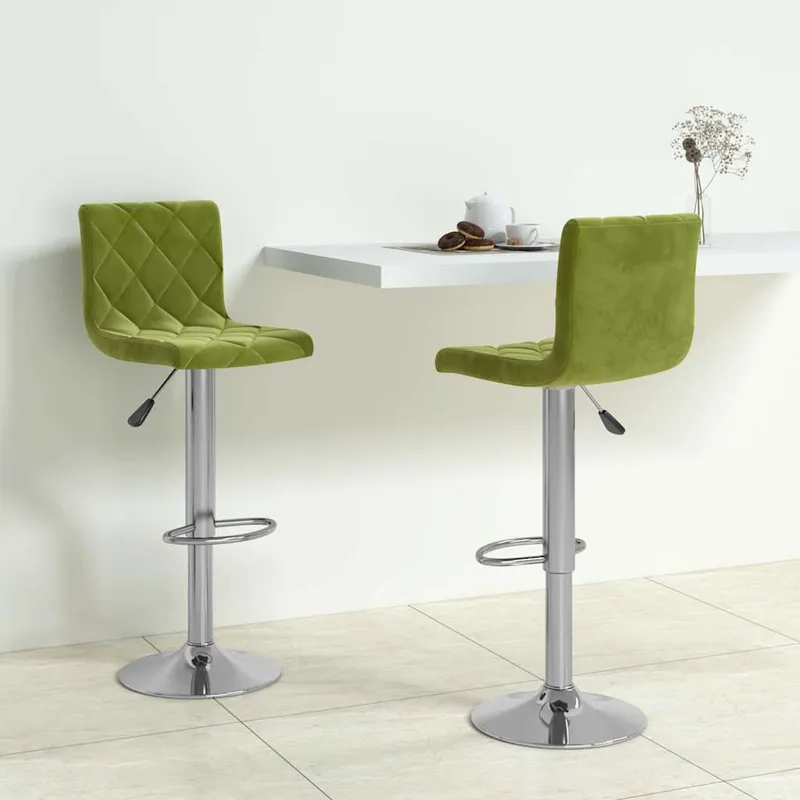 Barhocker 2 Stk. Hellgrün Samt