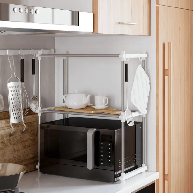 Mikrowellenregal bianco 51x27x63 cm Aluminium