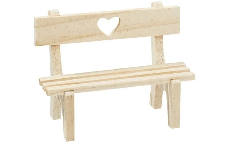 HobbyFun Mini-Utensilien Holzbank mit Herz, naturel