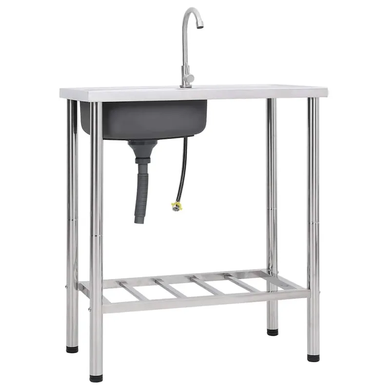 Évier de camping Seul lavabo avec robinet Acier inoxydable