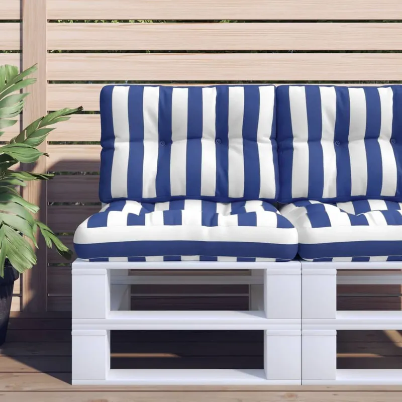 Palettenkissen blu bianco Gestreift 50x40x12 cm tessuto