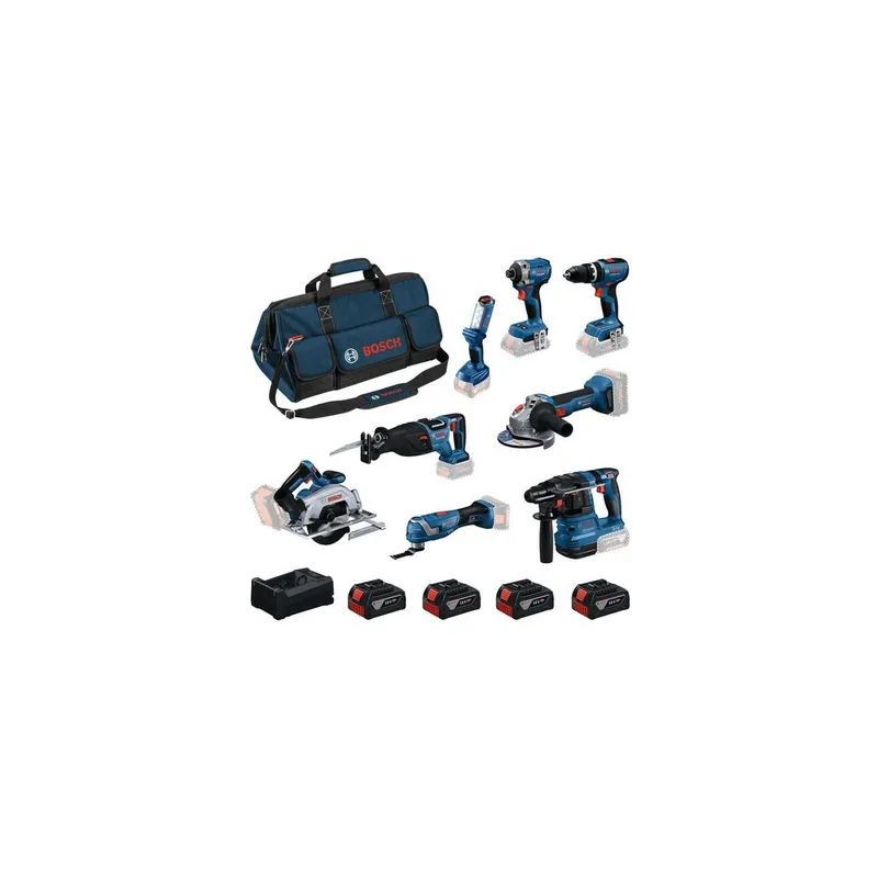 Bosch Professional Akku-Werkzeugset 8-teilig + 4x 5.0 Ah