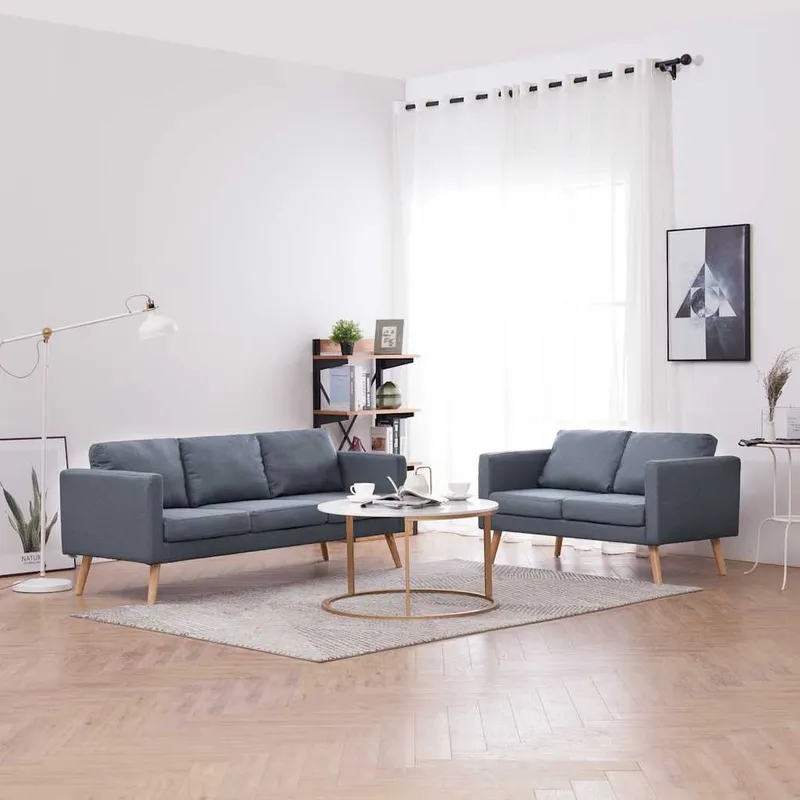 set divano 2-Sitzer e 3-Sitzer tessuto grigio scuro