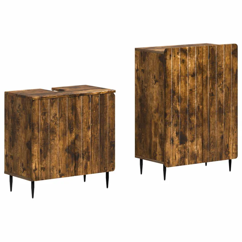 2-teiliges Badezimmer Schrank Set ZWOLLE Raucheiche