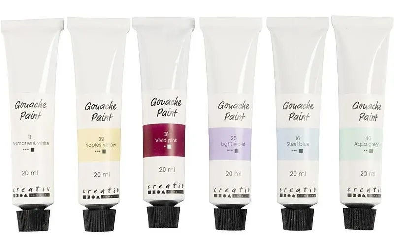 Creativ Company Wasserfarbe Gouache Pastell, 6 x 20 ml