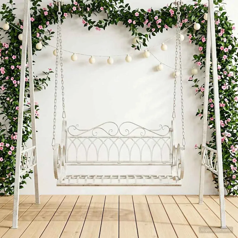 Banc Balançoire Acier 109 x 75 x 59 cm Blanc antique