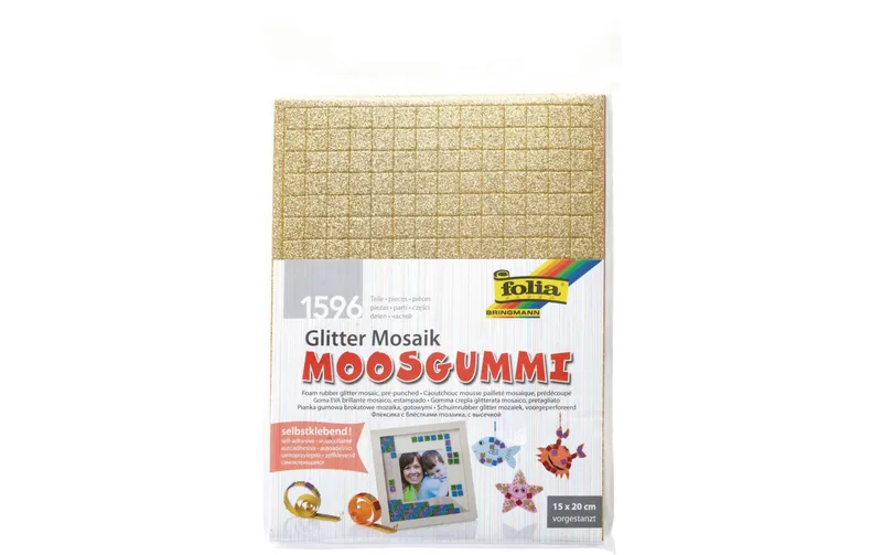 Folia Moosgummi-Set Mosaik Glitter selbstklebend, 6 pièces
