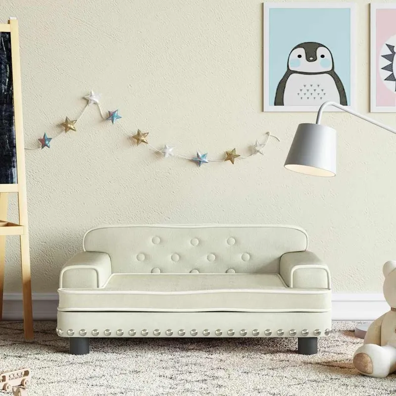 Kindersofa Creme 70x45x30 cm Samt