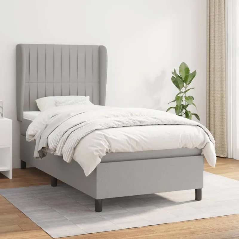 letto boxspring mit Matratze Hellgrau 90x200 cm tessuto