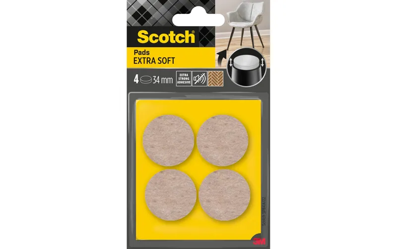 Scotch Filzgleiter Extra-Soft, Ø 34 mm, Beige, 4er Pack