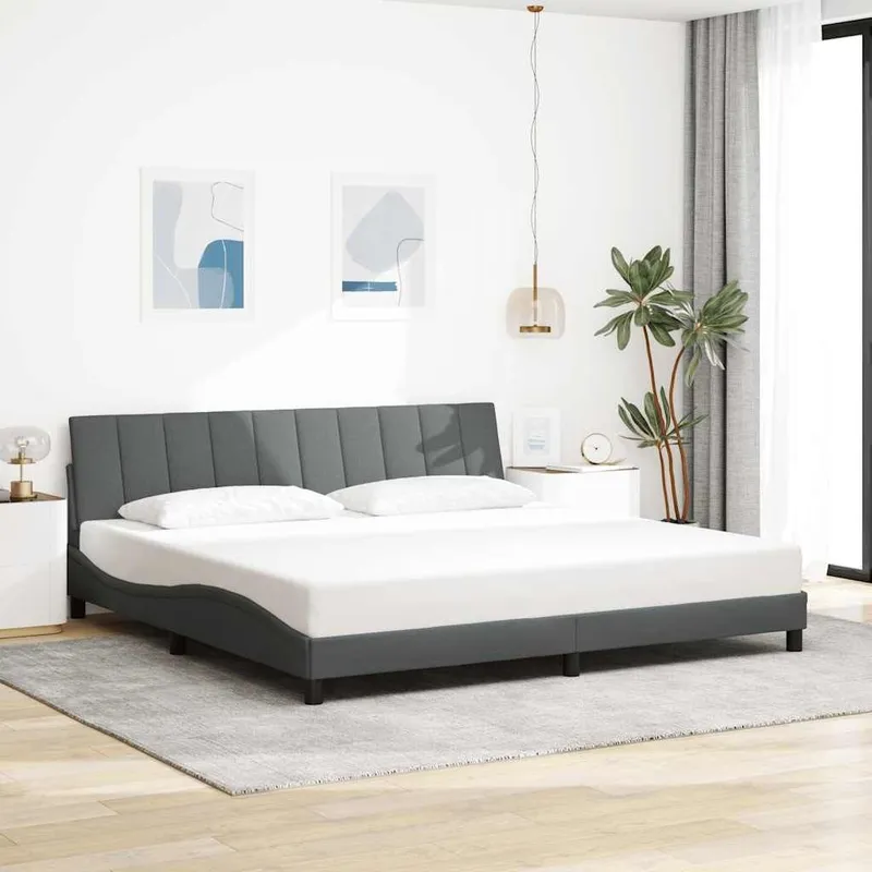 bed frame without mattress "Hanko" dark grey 200x200 cm fabric