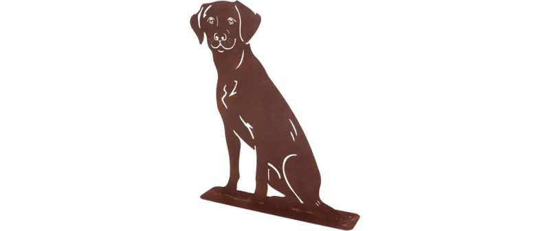 Esschert Design Dekofigur Hund sitzend Baustahl Rostoptik 40 x 10 x 56 cm