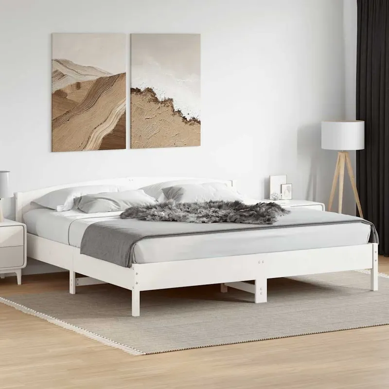 letto in legno massiccio senza materasso bianco 180x200 cm legno di pino