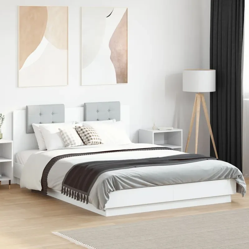 Bettgestell mit Kopfteil bianco 140x200 cm derivato del legno
