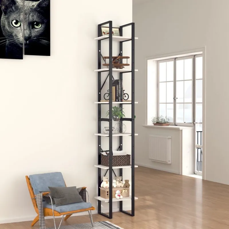 Bücherregal 6 Fächer bianco 40x30x210 cm derivato del legno