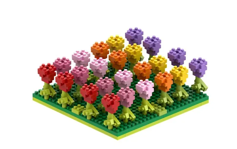 BRIXIES Bausteinmodell Tulpenfeld in 381 Bausteinen