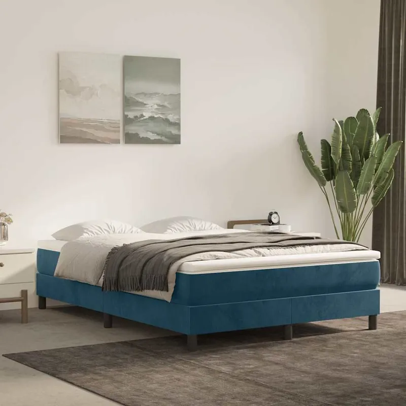 Boxspringbettgestell Dunkelblau 140x190 cm Samt