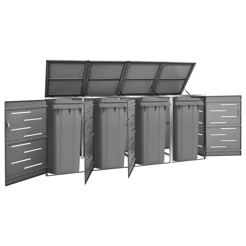 box per bidoni per 4 Tonnen 276,5x77,5x115 cm Edelstahl