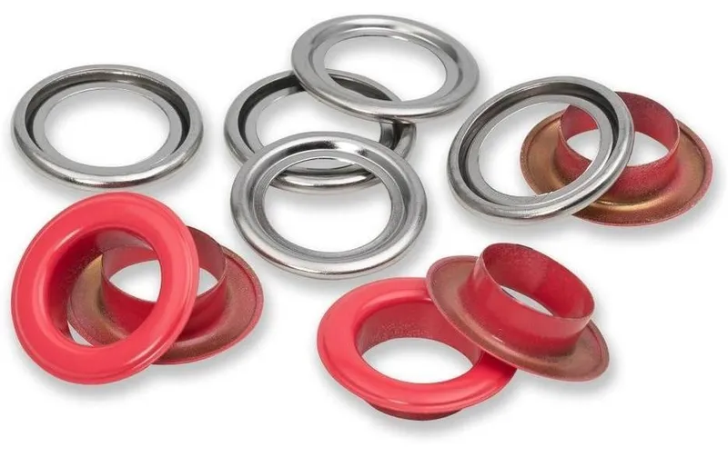 Prym Ösen mit Scheiben 15 pezzi, rosso-Silber