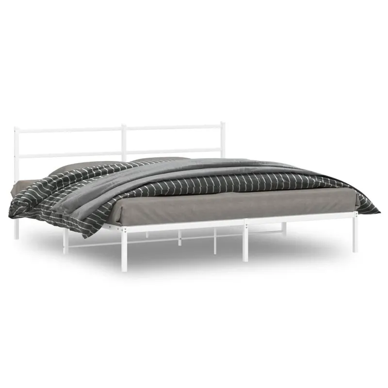 Bettgestell mit Kopfteil Metall bianco 180x200 cm