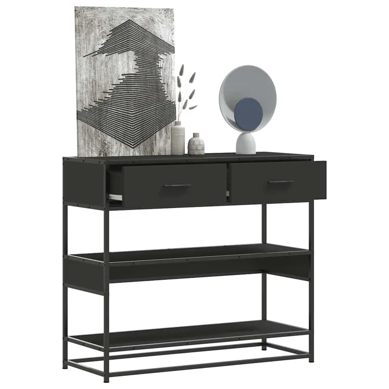 tavolo consolle nero 90x35x80 cm derivato del legno