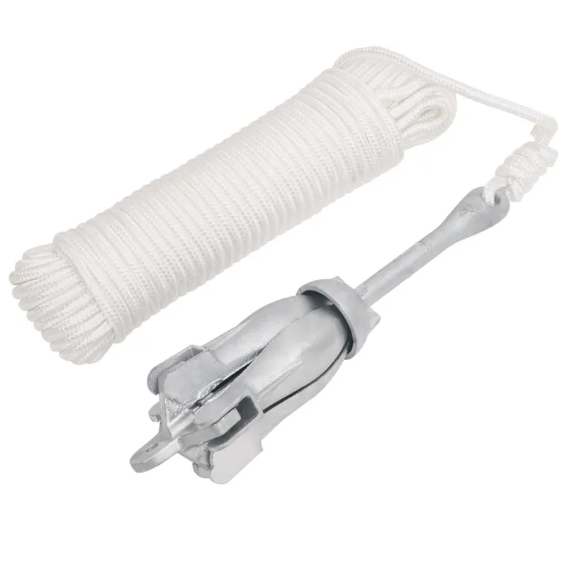 Ancre pliable avec corde argenté 3,2 kg fer malléable
