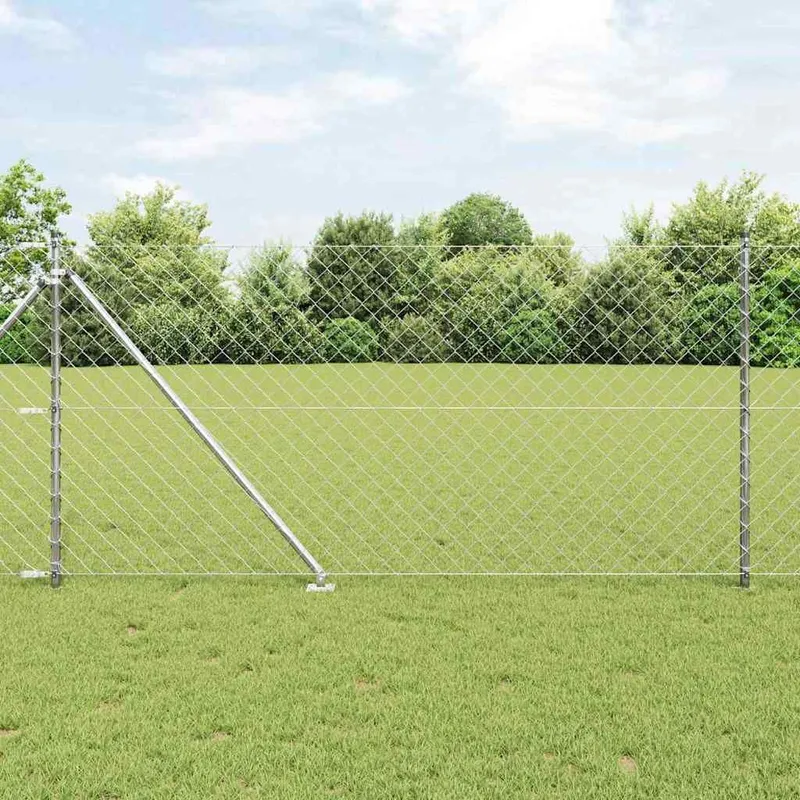 Maschendrahtzaun mit Stacheln 25 x 1 m Verzinkter Stahl Silber