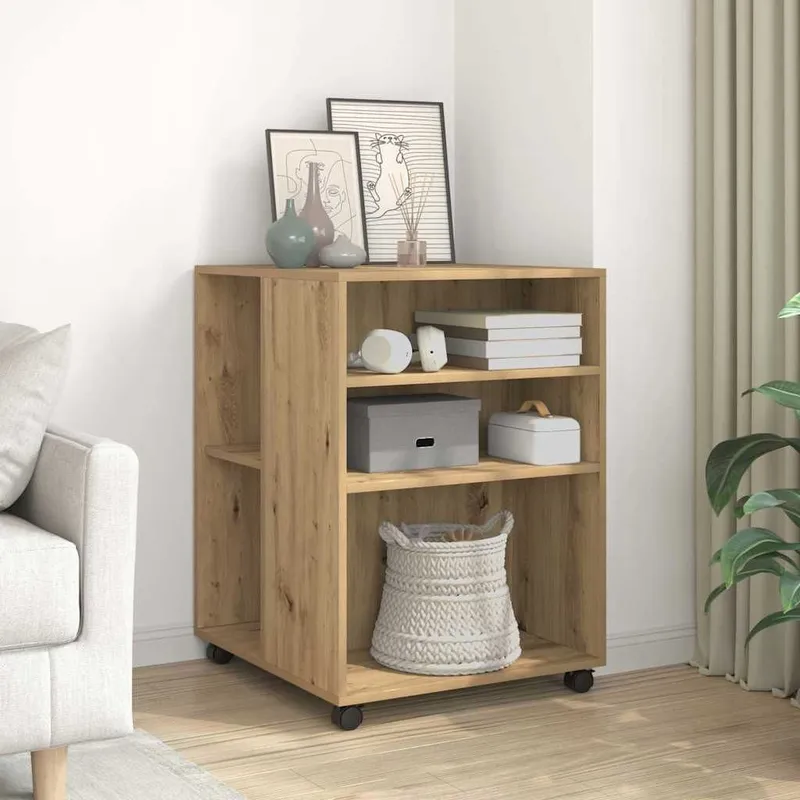 Beistelltisch mit Rollen Artisan-Eiche 55x60x78cm engineered wood