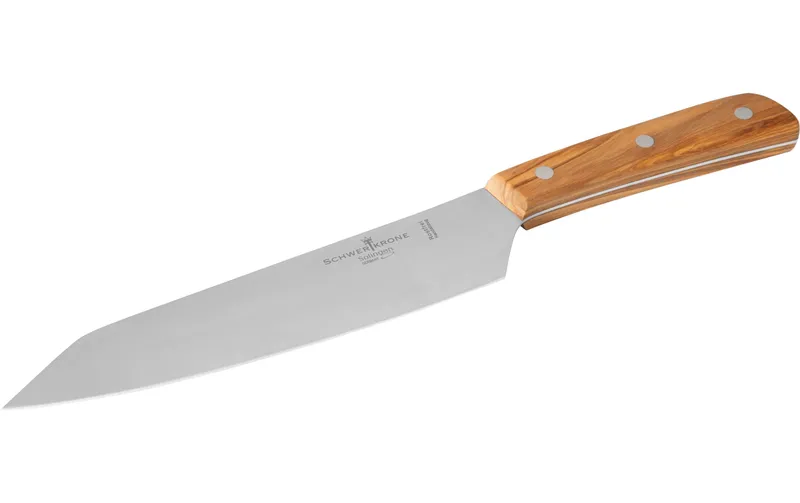 Schwertkrone Kengata Kochmesser 20 cm – olivenholz Silber/Braun