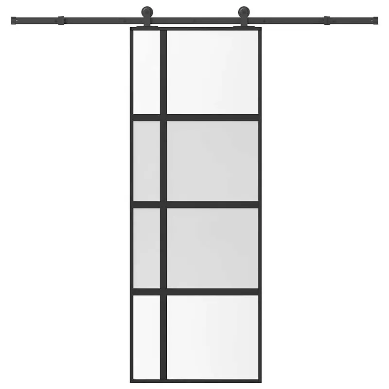 Schiebetür mit Beschlag 76x205 cm Hartglas & Aluminium