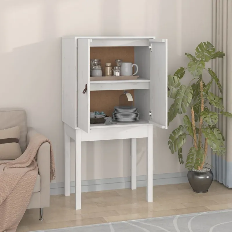 Highboard bianco 60x40x120 cm legno massiccio pino