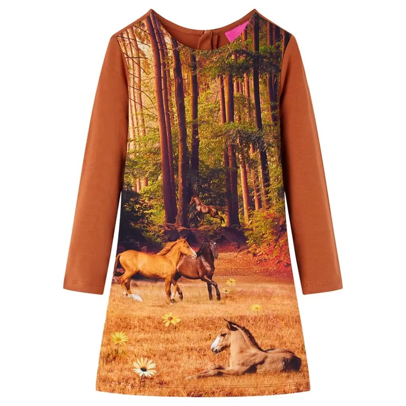 Robe pour enfants à manches longues cognac 104