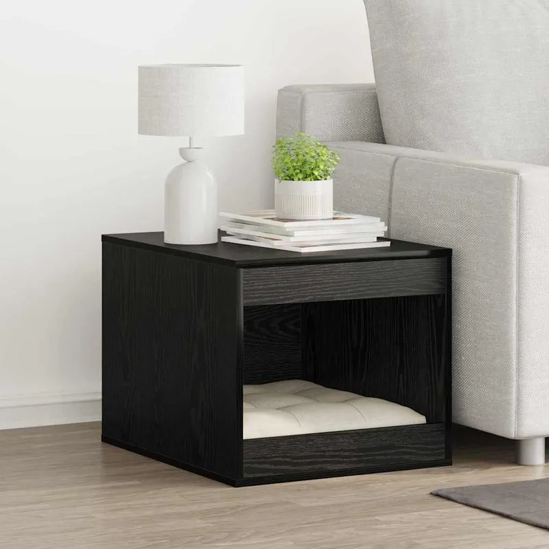 Katzenstreu Box Umzäunung black Eichen-Optik 47 x 59 x 42 cm