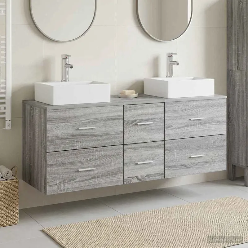 Badezimmerschrank-Set 3 stk. grey Sonoma 49,5 x 41 x 62,5 cm