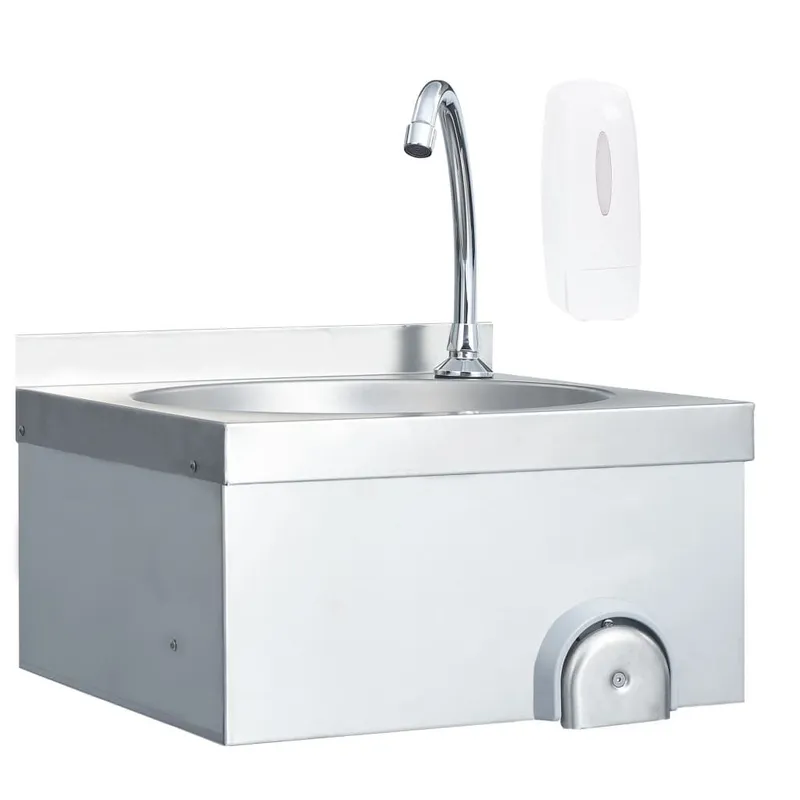 Handwaschbecken mit Wasserhahn und Seifenspender Edelstahl