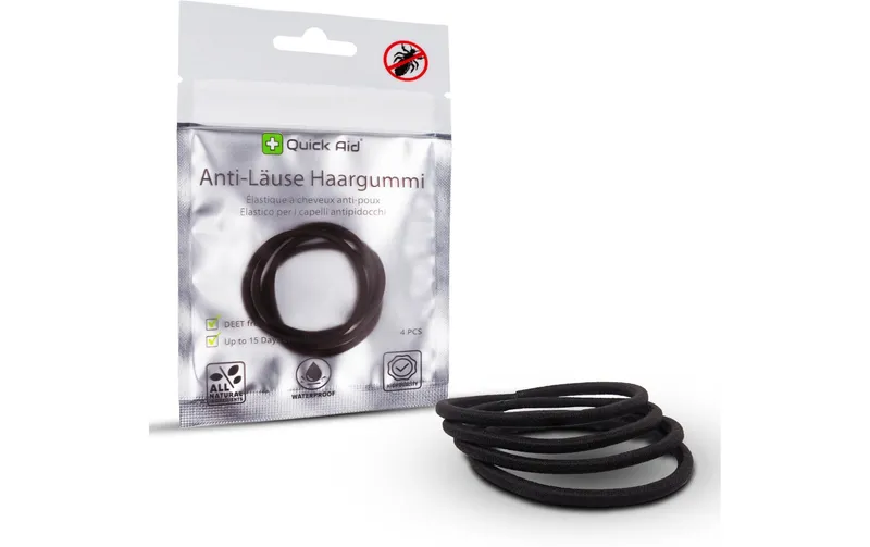 Quick Aid Insektenabwehr Anti-Läuse Haargummi schwarz 4 pièces