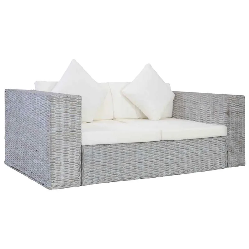 2-Sitzer-Sofa mit Kissen grigio Natürliches Rattan
