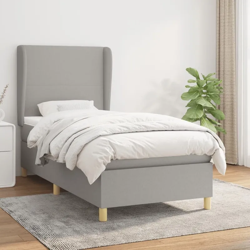 letto boxspring mit Matratze Hellgrau 80x200 cm tessuto