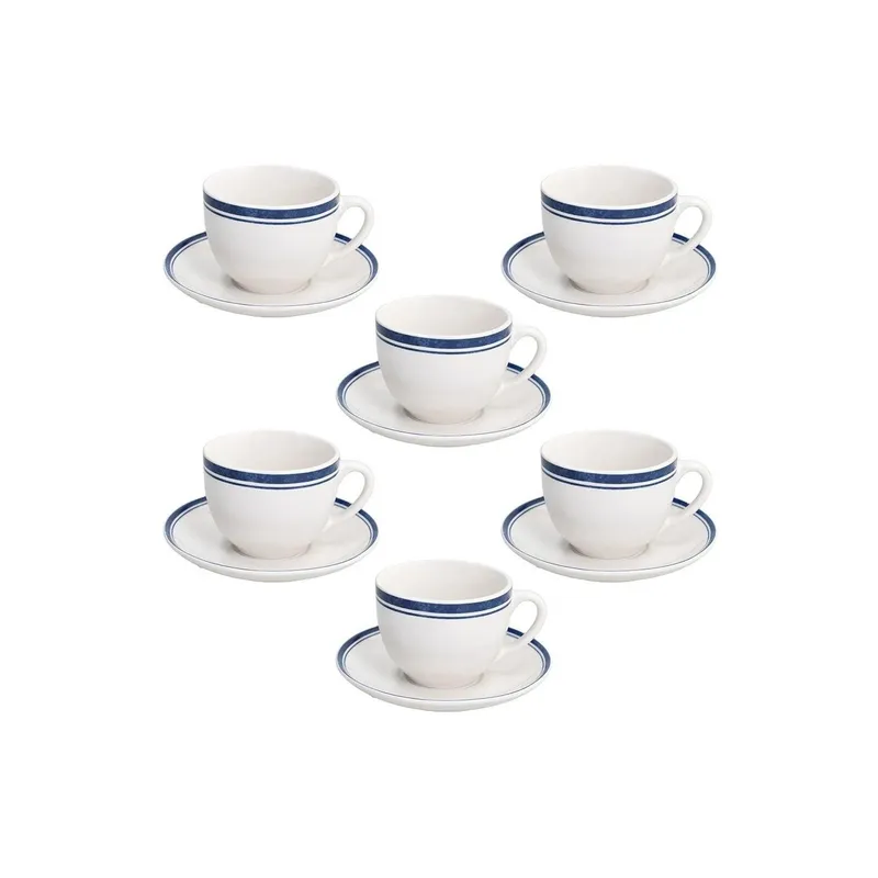 Tognana Tognana Kaffeetassen-Set Filu 260 ml , 6 Stück, Weiss/Blau