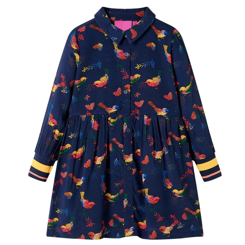Robe pour enfants à manches longues bleu marine 104
