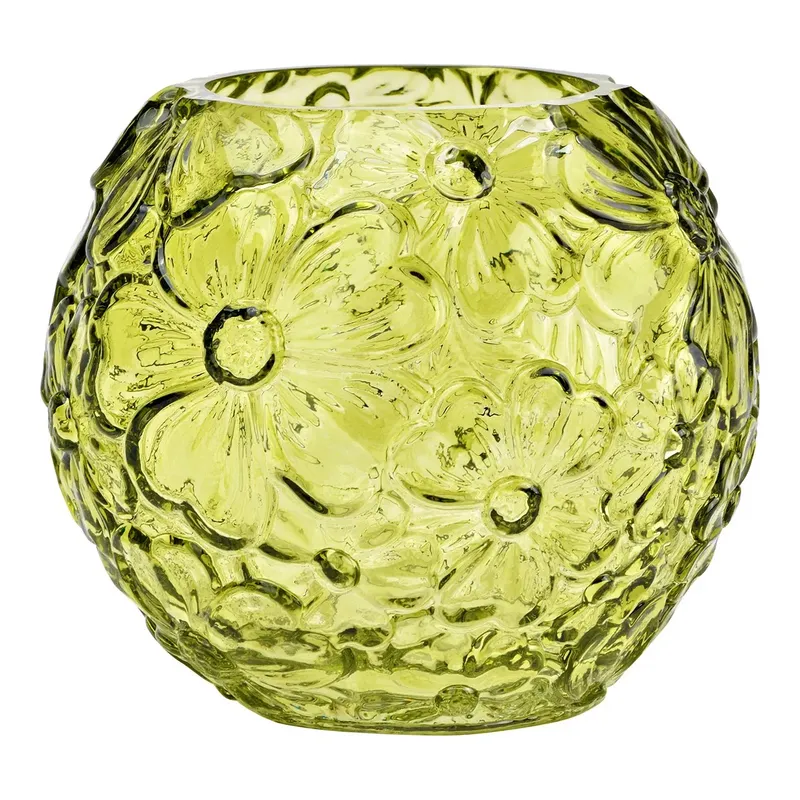Vase en verre, vert, ronde