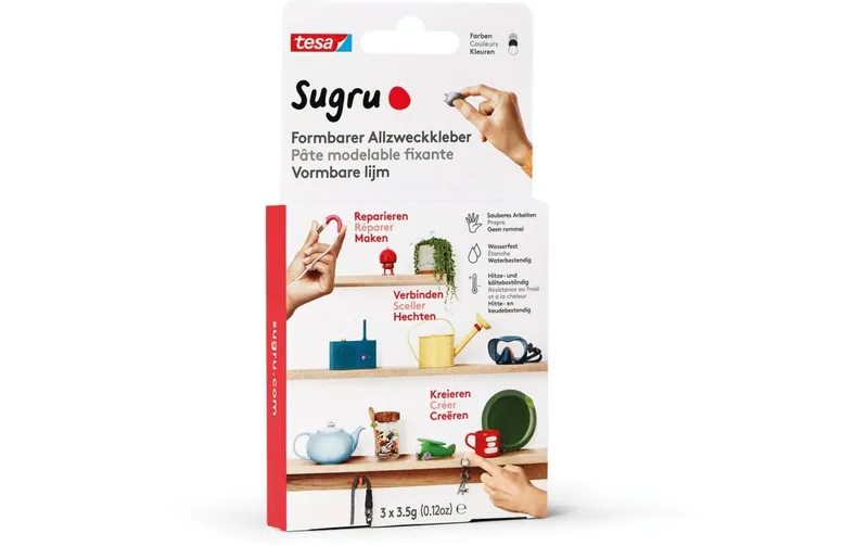 Sugru by Tesa Formbarer Allzweckkleber 3 x 3.5g, noir, blanc & gris