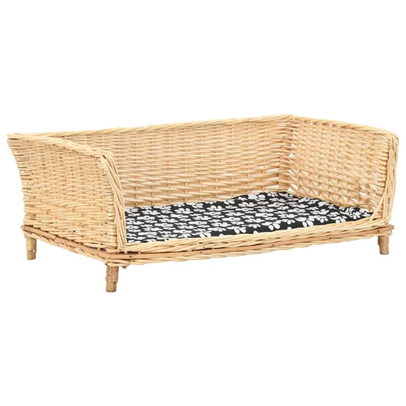 Hundekorb mit Kissen 90x54x35 cm natural Weide